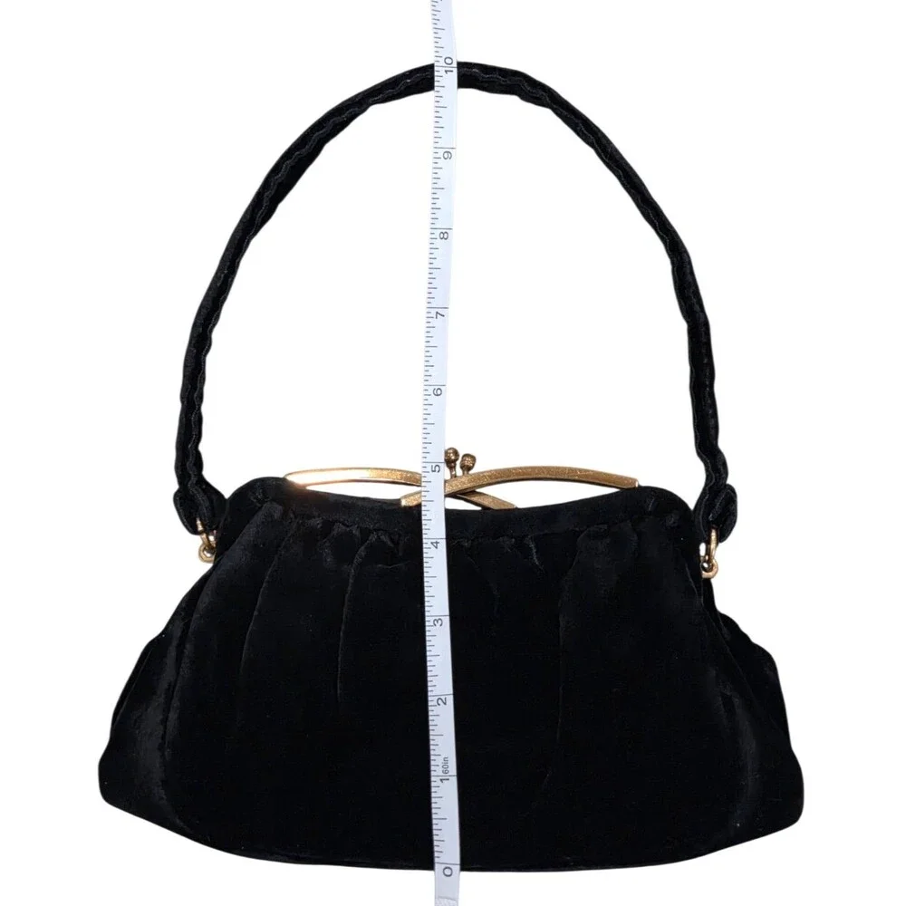 Vintage 40s/50s Whiting and Davis MCM Black Velvet Evening Handbag